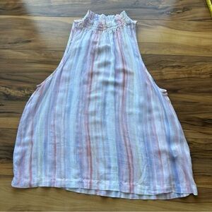 Bella dahl pastel multicolored tripes high neck top S